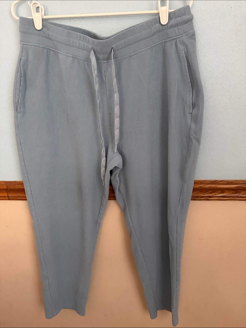Marc New York Ribbed Knit Drawstring Pants Women’s XL - Light Blue